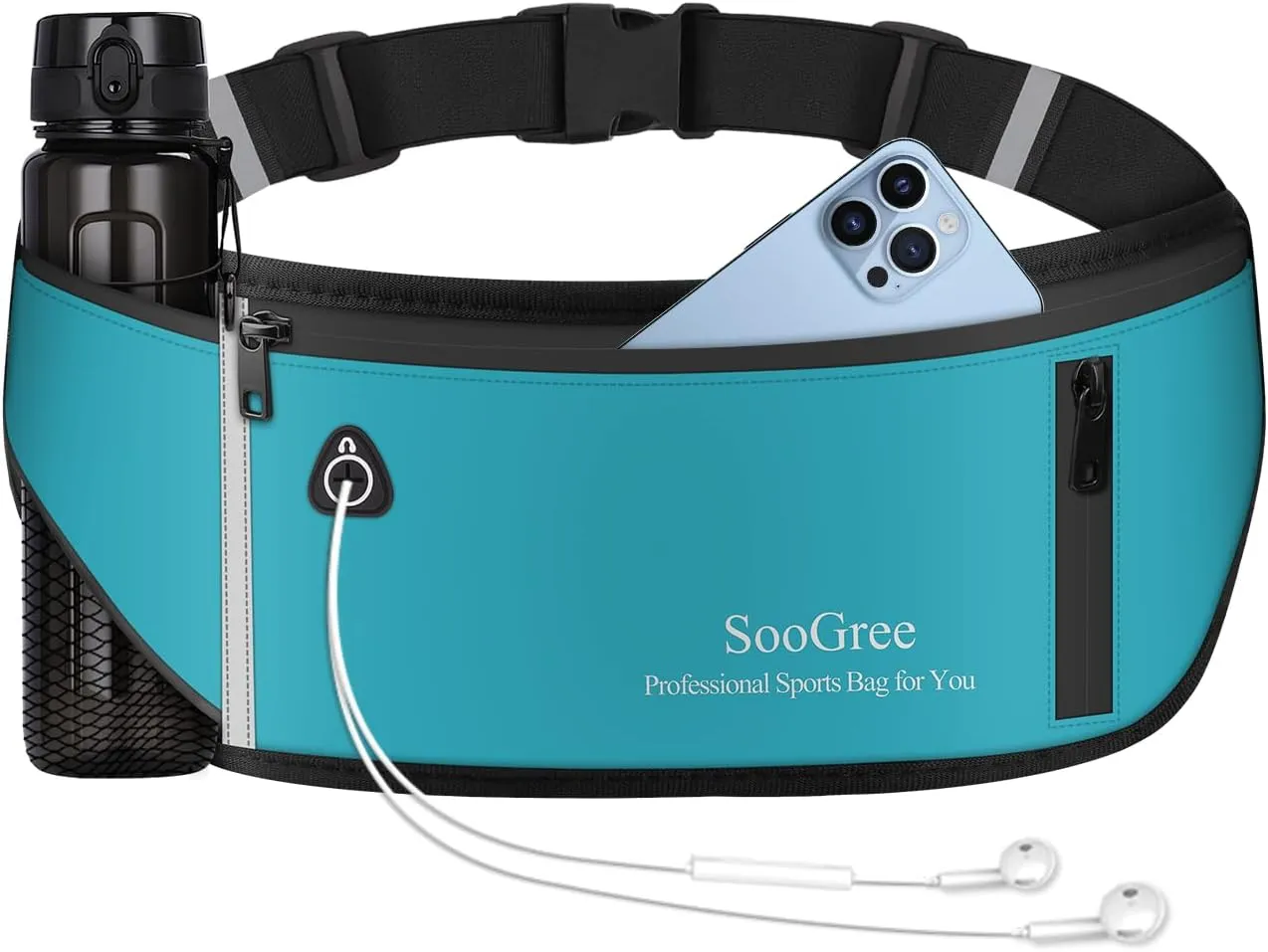 Slim Running Belt Fanny Pack, Resistant Waist Pack Money Belt Bag for Hiking Cycling Workout, Gym Phone Holder with Adjustable Strap (Blue)