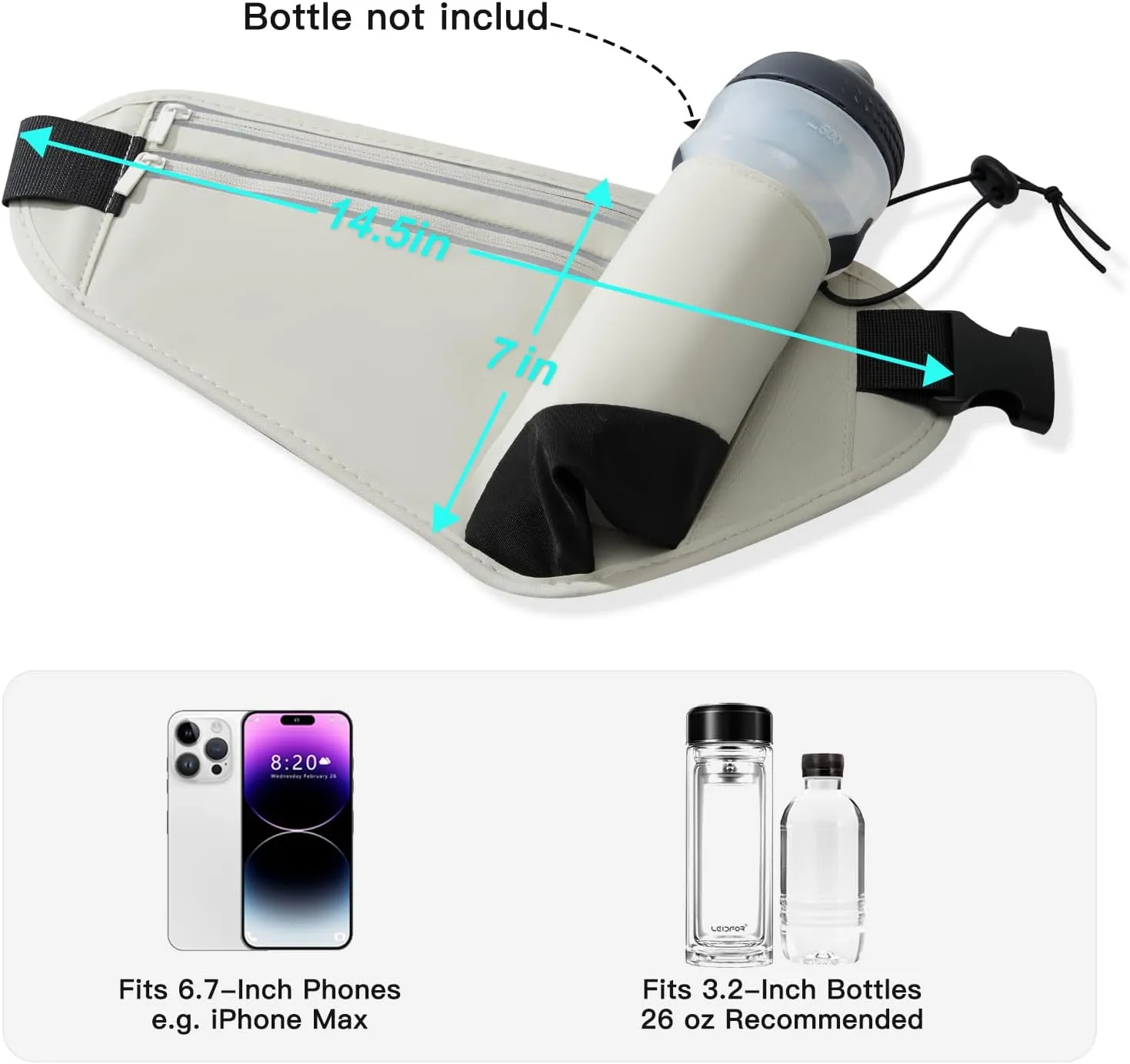 Slim Running Belt for Women Men,Runners Fanny Pack Phone Holder,Money Belt,Running Gear Accessories,with 3 Pockets (Jet Gray)