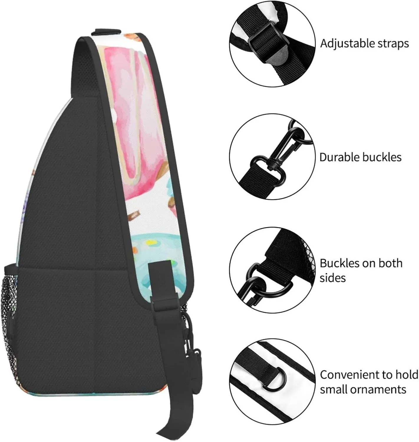 Sling Bag Bones And Dog Claws Print Sling Backpack Crossbody Chest Bag Daypack For Hiking Travel