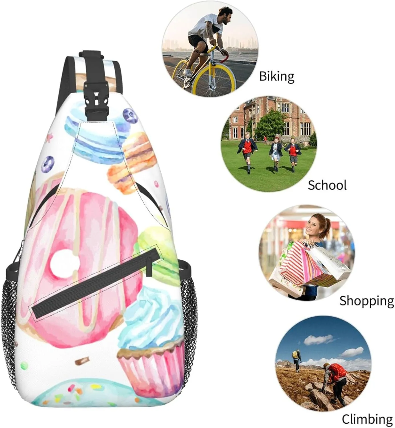 Sling Bag Bones And Dog Claws Print Sling Backpack Crossbody Chest Bag Daypack For Hiking Travel