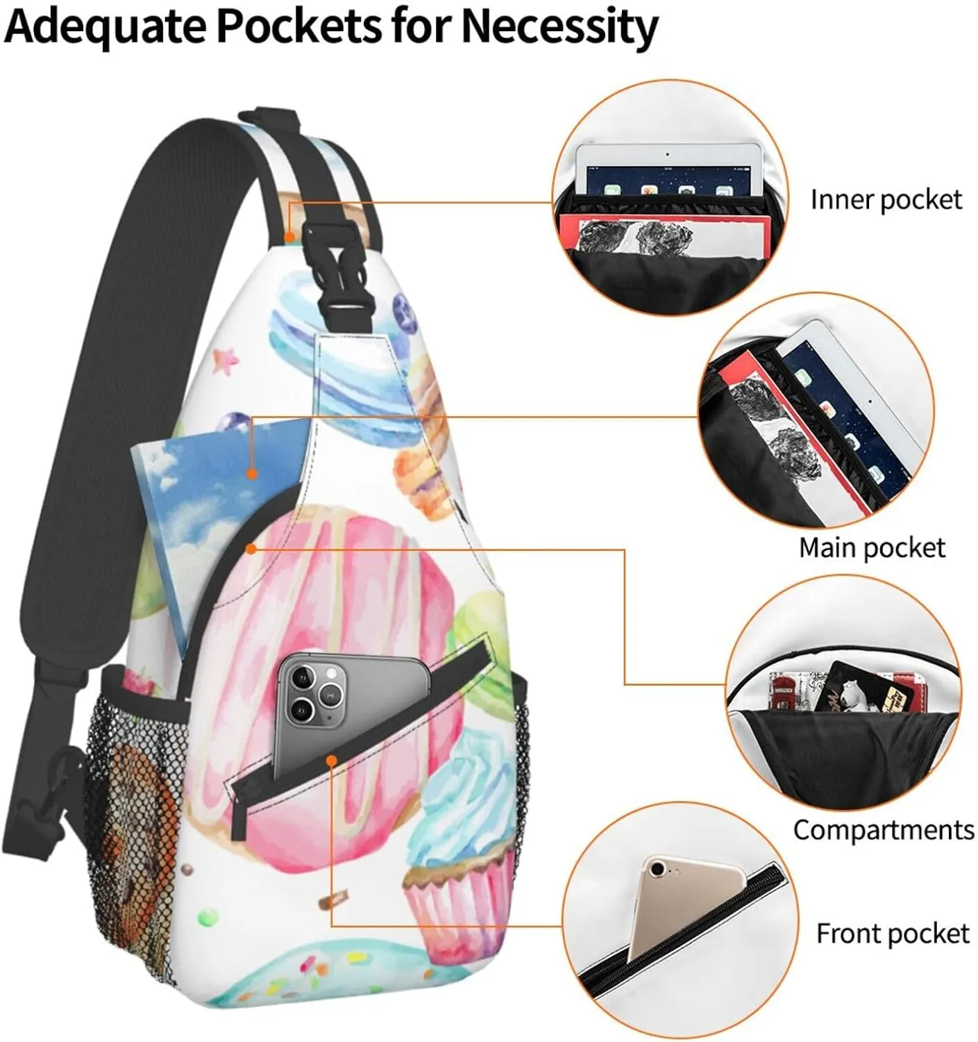 Sling Bag Bones And Dog Claws Print Sling Backpack Crossbody Chest Bag Daypack For Hiking Travel