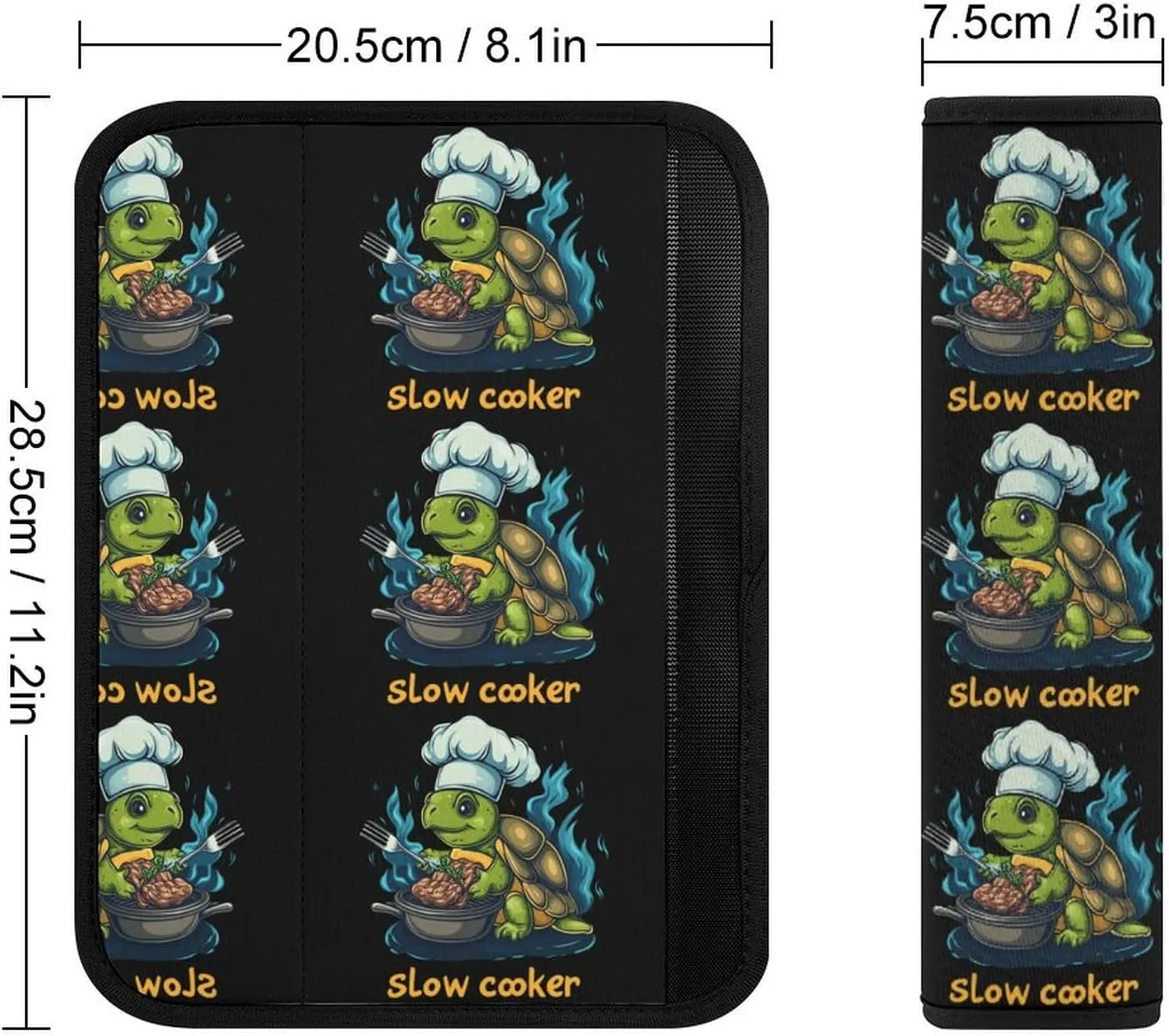 Slow Cooker Turtle Chef Soft Cars Seat Belt Cover Comfort Backpack Straps Shoulder Pad Baby Kids 2PCS