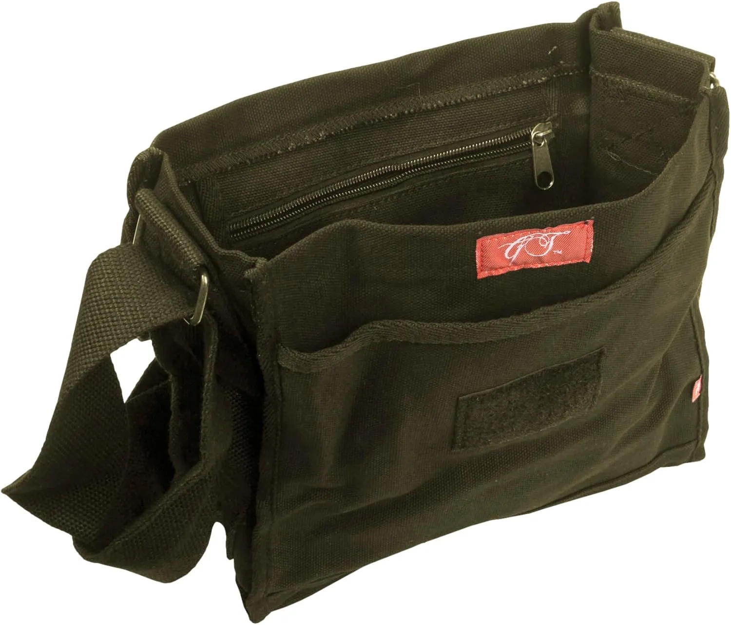 Small Canvas Field Shoulder Bag - Durable Timeless Messenger with Design, Olive Ying Yang