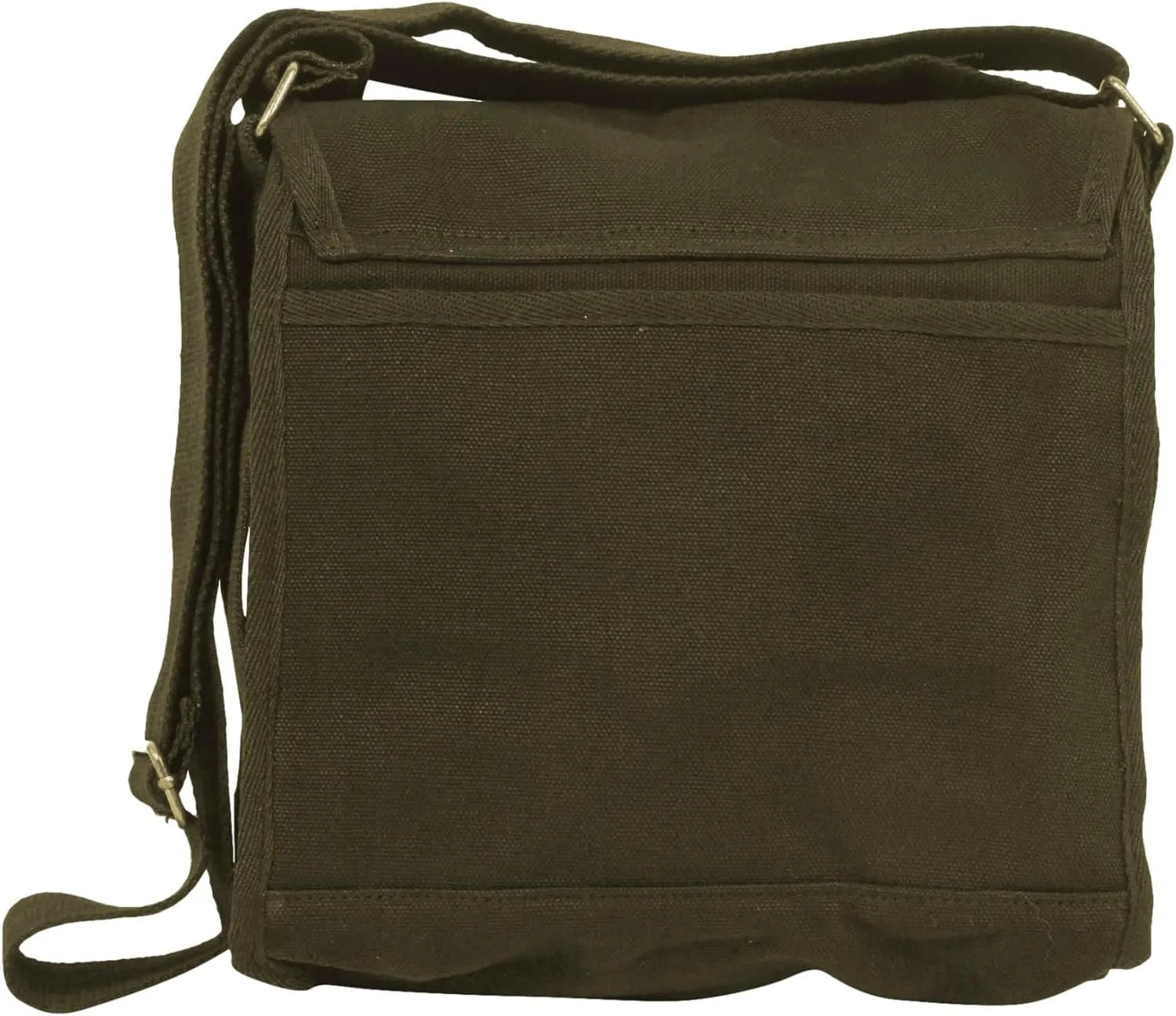 Small Canvas Field Shoulder Bag - Durable Timeless Messenger with Design, Olive Ying Yang