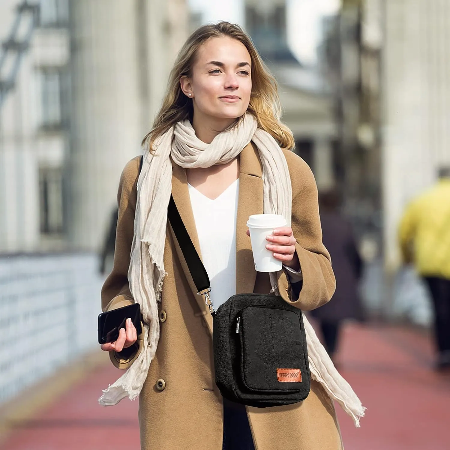Small Casual Canvas Messenger Bags Lightweight Crossbody Travel Purse Shoulder Bags for Women Men Canvas Side Bag for Men