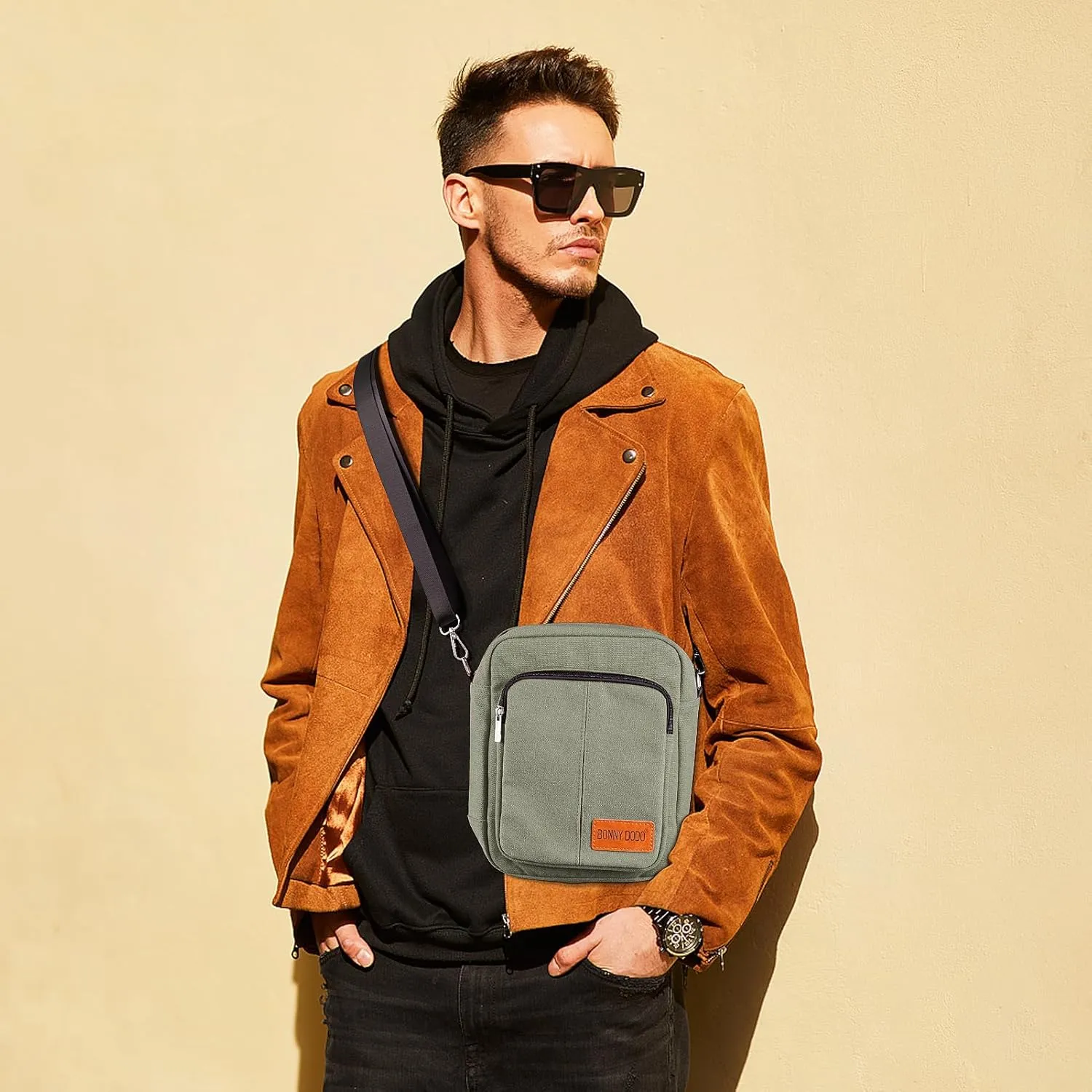 Small Casual Canvas Messenger Bags Lightweight Crossbody Travel Purse Shoulder Bags for Women Men Canvas Side Bag for Men