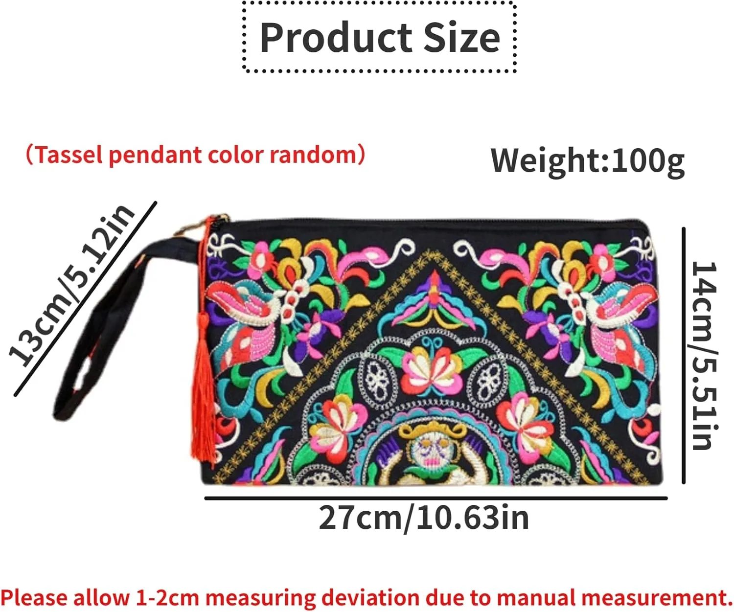 Small Handbag Coin Purse Boho Wallet Wristlet Clutch Purses for Women Embroidered Purse Tassel Silk Bag for Women (B Butterfly)