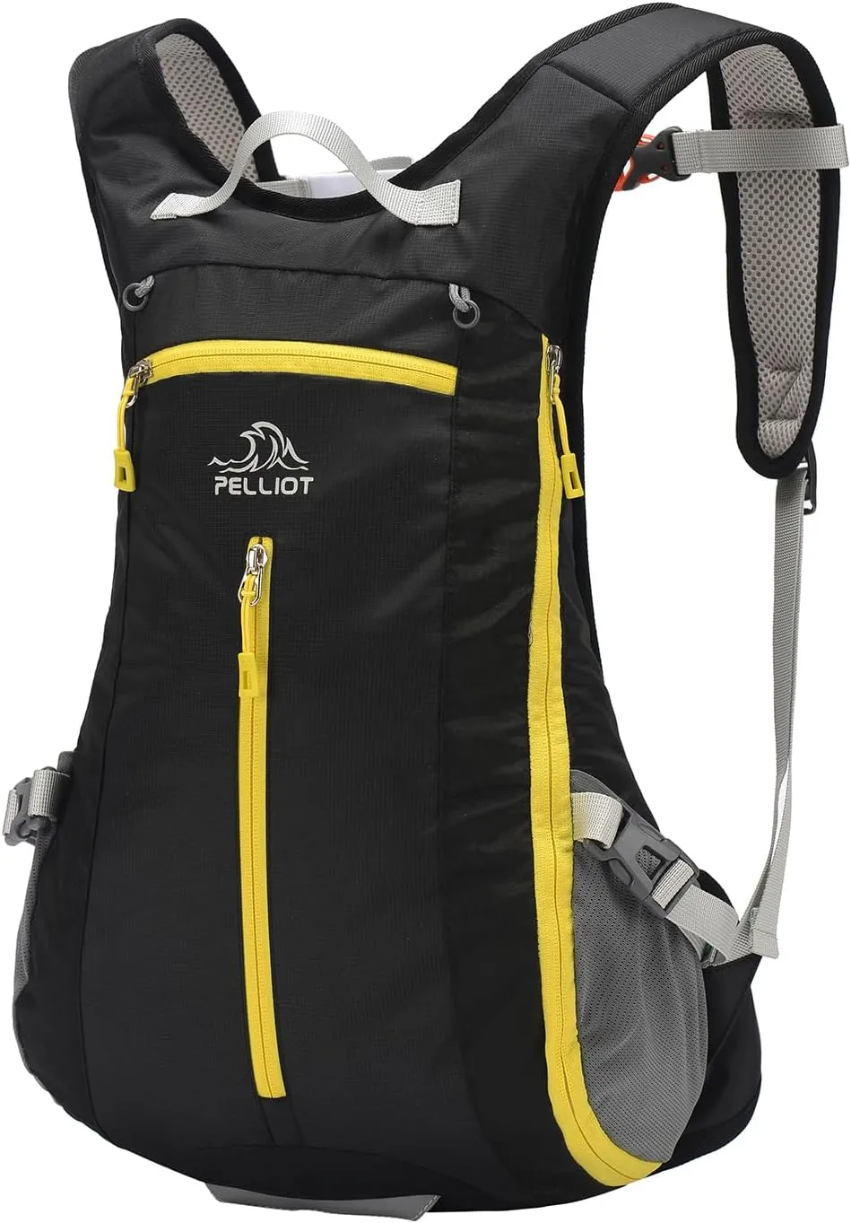 Small Hiking Backpack 15L Lightweight Travel Daypack Expandable Outdoor Back Pack for Women Men Black Yellow
