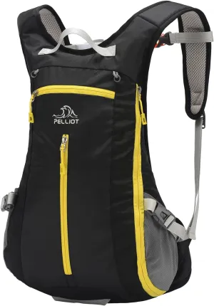 Small Hiking Backpack 15L Lightweight Travel Daypack Expandable Outdoor Back Pack for Women Men Black Yellow