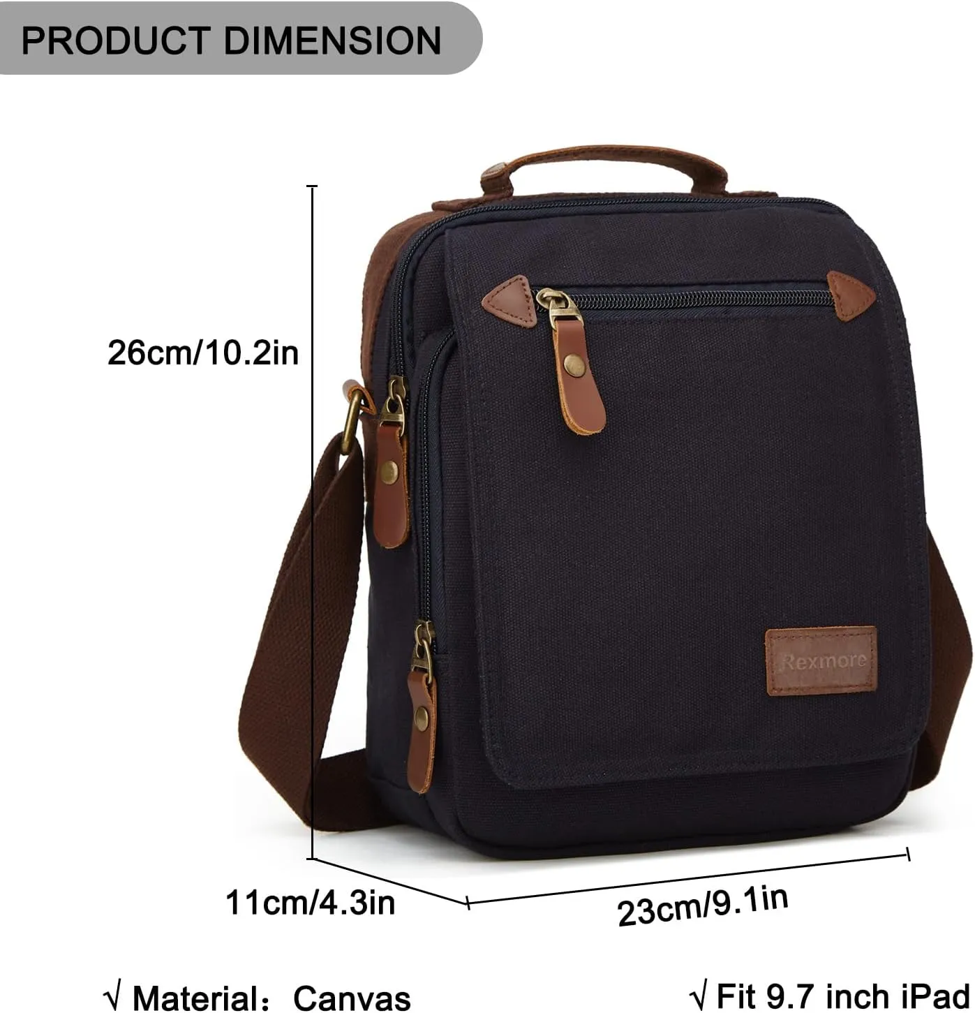 Small Mens Bag Canvas Messenger Bag Causal Shoulder Bag Travel Bag Man Purse Crossbody Bags for Work Business