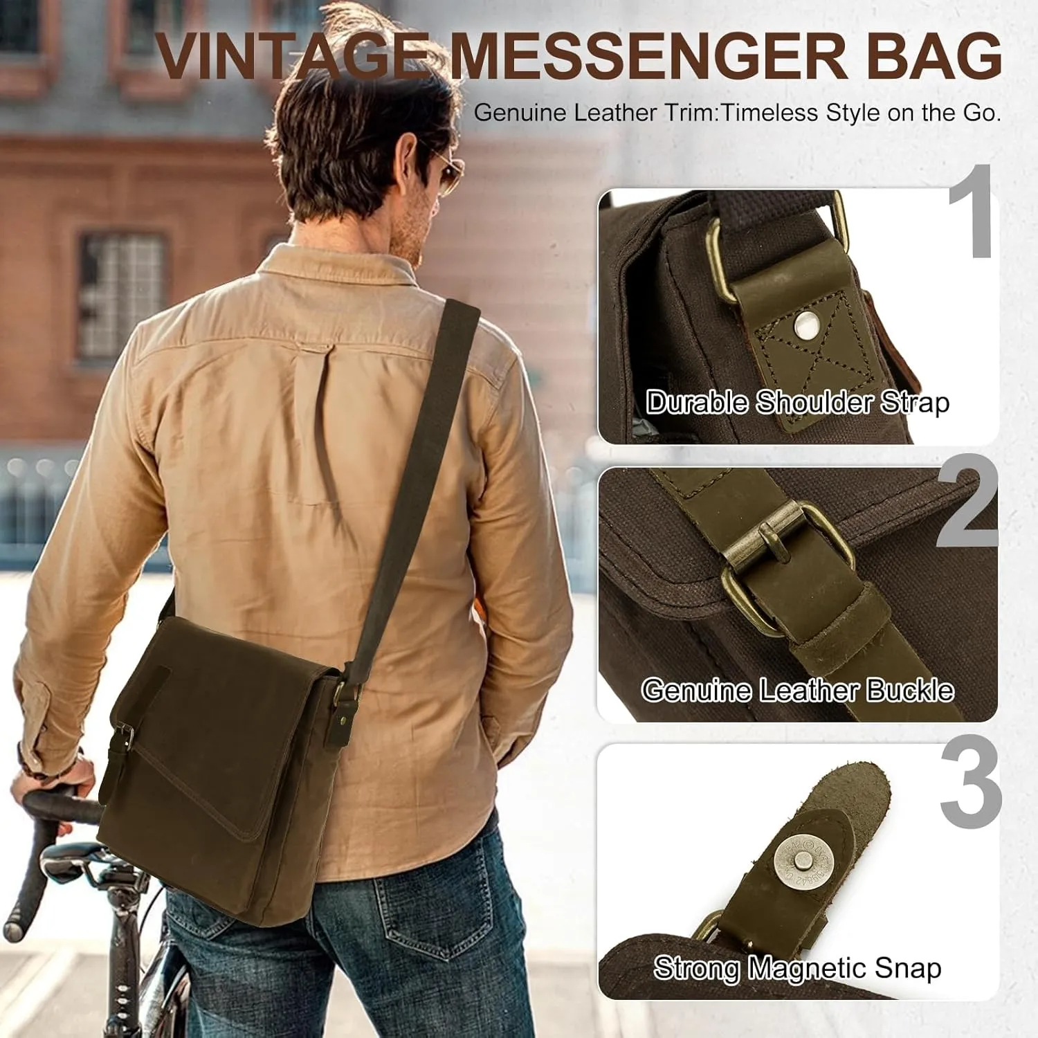 Small Messenger Bag,VONXURY Water Resistant Shoulder Bag Canvas Crossbody Purse for Women Men