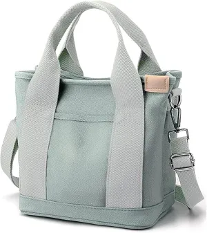 Small Tote Bag with Zipper, 2024 Canvas Multi-Pocket Crossbody Bag Shoulder Bag Satchel Hobo Bag Messenger Bag