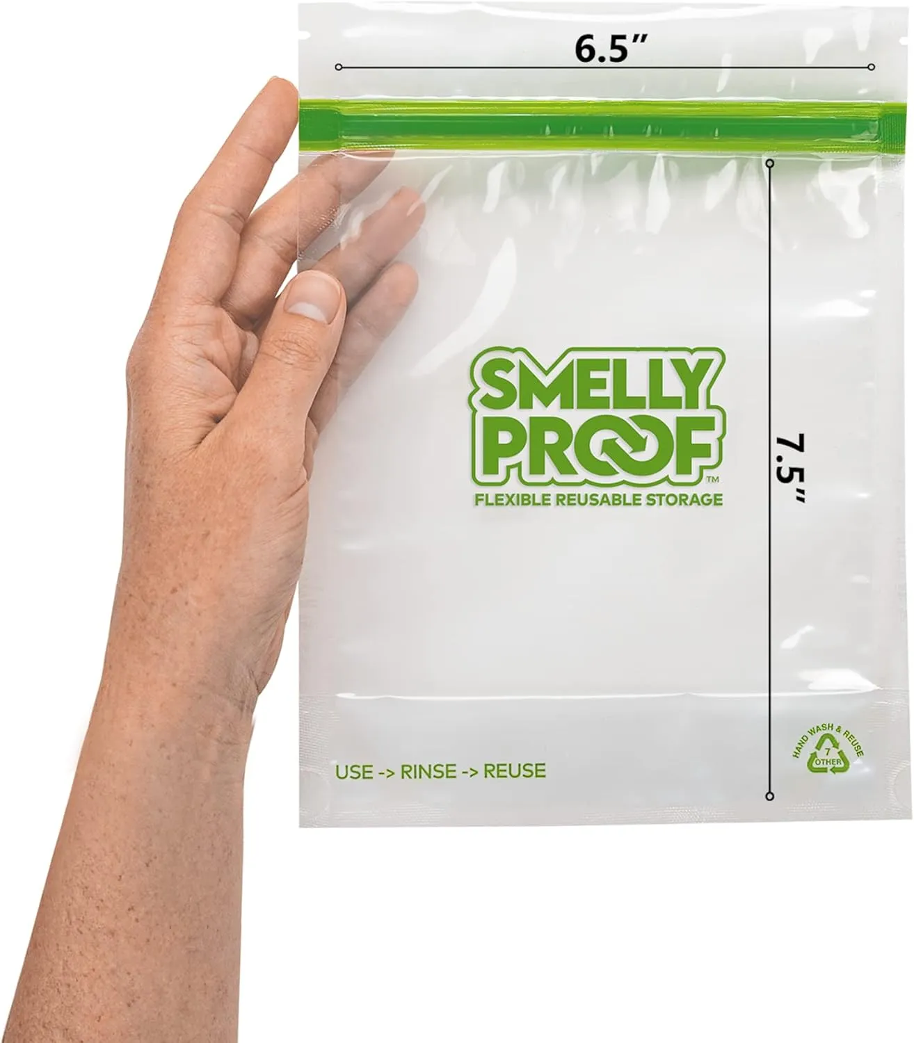 Smelly Proof 10 x Expandable Stand & Fill REUSABLE Storage Bags for Food Designed & Mfg in US, BPA FREE, NO PEVA, Reusable Sandwich Bags, Dishwasher-Safe, Clear 3 mils STAND UP 6.5" x 7.5" - 10pk