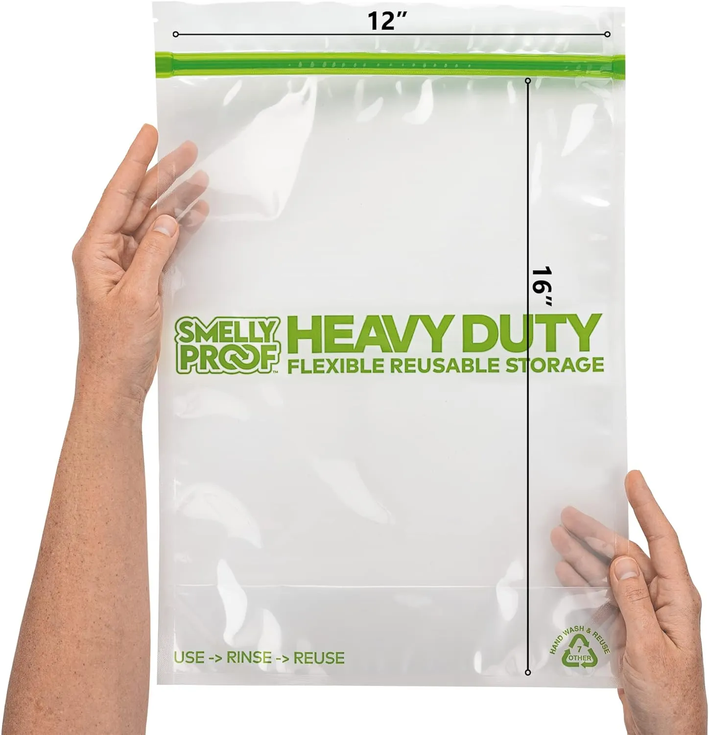 Smelly Proof HEAVY DUTY Reusable STAND-UP Ziplock Bags for Food Storage, USA Made, NO PEVA & BPA FREE, Reusable Freezer Bags, Dishwasher-Safe, Triple Zip, CLEAR 5-mils XXL 2-Gallon 12" x 16" - 5pk