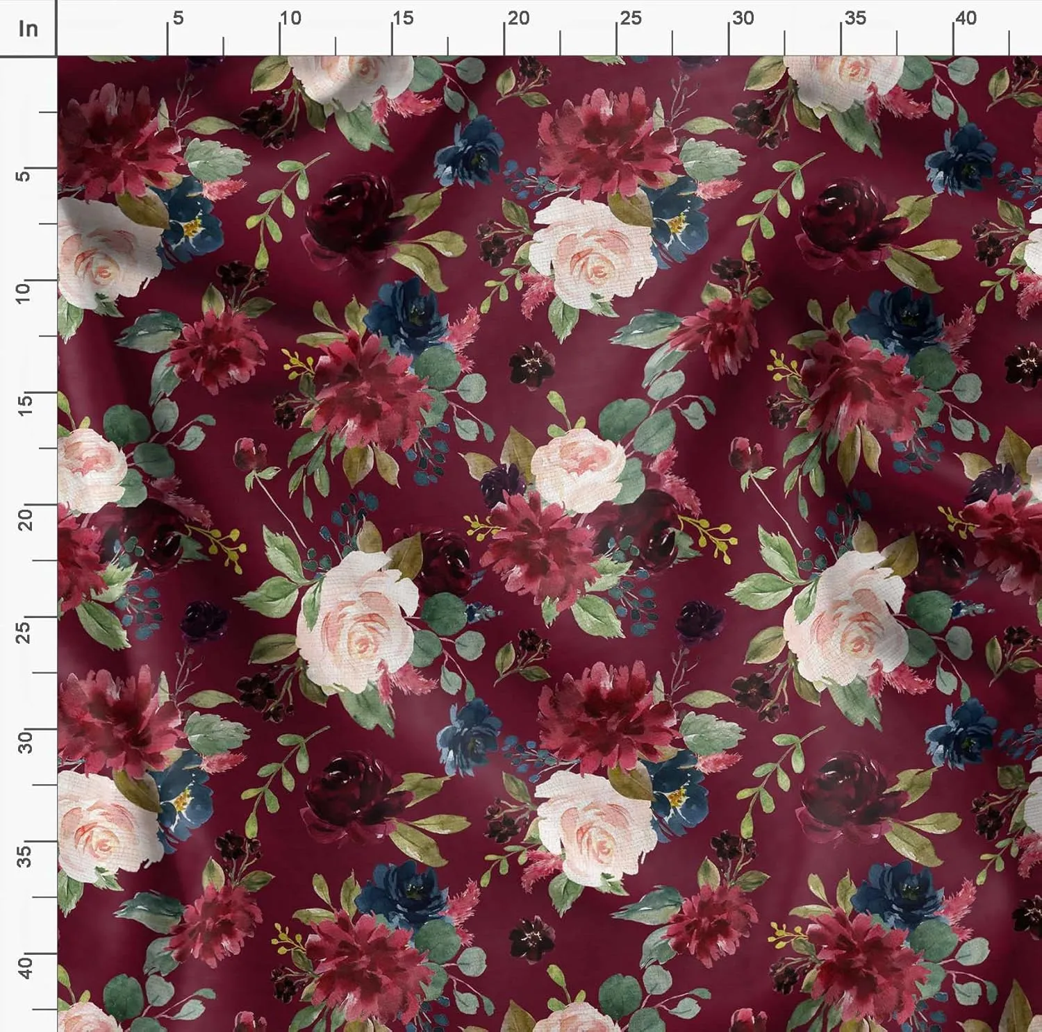 Soimoi Heavy Canvas Red Fabric - by The Yard - 58 Inch Wide - Leaves & Floral Bunch Floral Material - Wholesome and Nature-Inspired Prints for Stylish Projects Printed Fabric