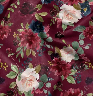 Soimoi Heavy Canvas Red Fabric - by The Yard - 58 Inch Wide - Leaves & Floral Bunch Floral Material - Wholesome and Nature-Inspired Prints for Stylish Projects Printed Fabric