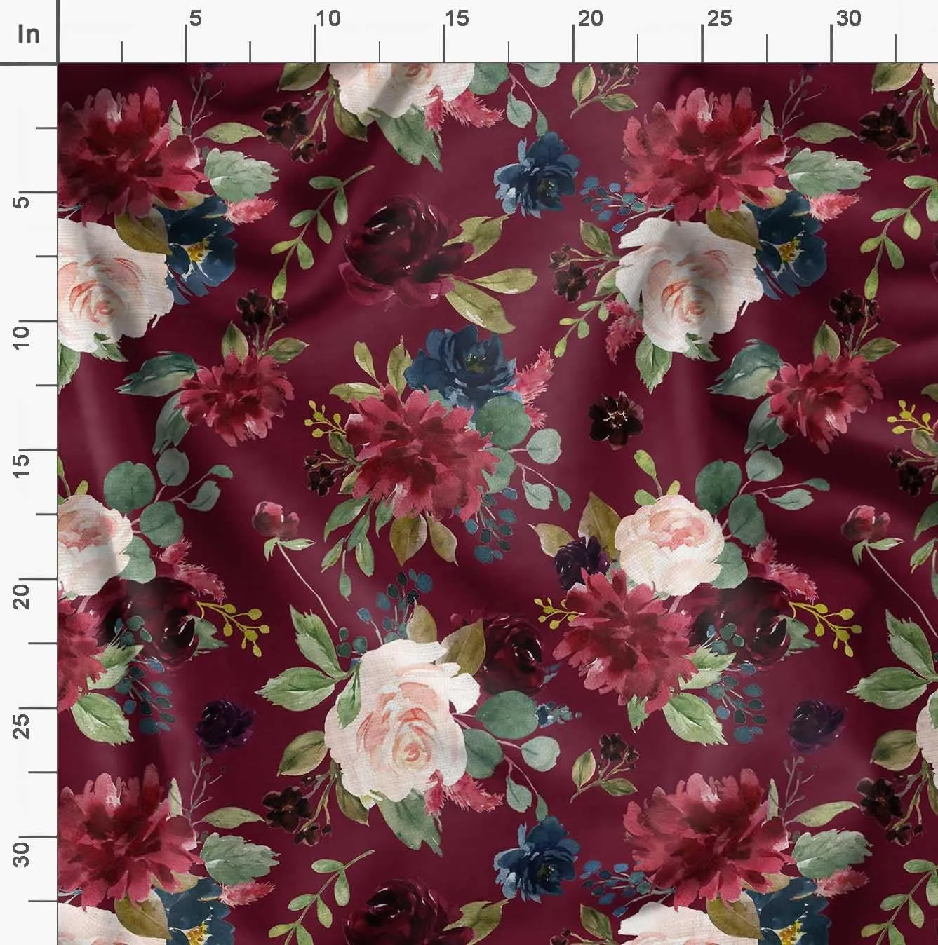 Soimoi Heavy Canvas Red Fabric - by The Yard - 58 Inch Wide - Leaves & Floral Bunch Floral Material - Wholesome and Nature-Inspired Prints for Stylish Projects Printed Fabric