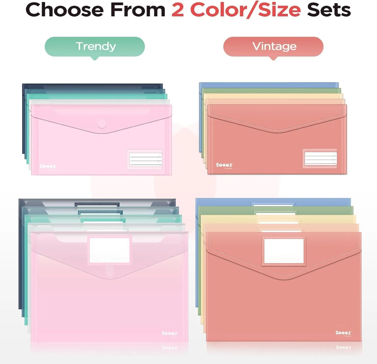 Sooez 20 Pack Reusable Envelopes, Small Pencil Pouch, Pencil Bags Bulk, Receipt Cash Holder, Money Bags, Small Plastic Envelopes, Receipt Envelope for School Office Supplies Travel Accessories