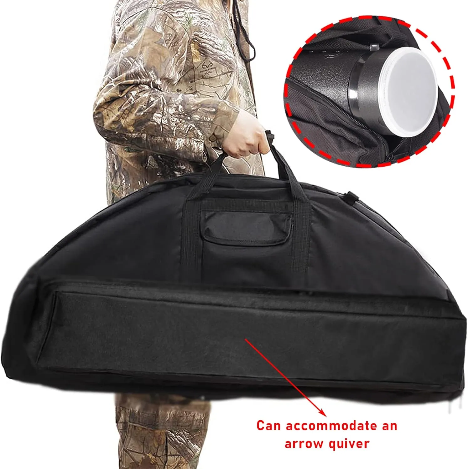 SOPOGER Lightweight Soft Compound Bow Case with Pockets, 600D Water-Resistant Archery Backpack Bow Bag for Hunting