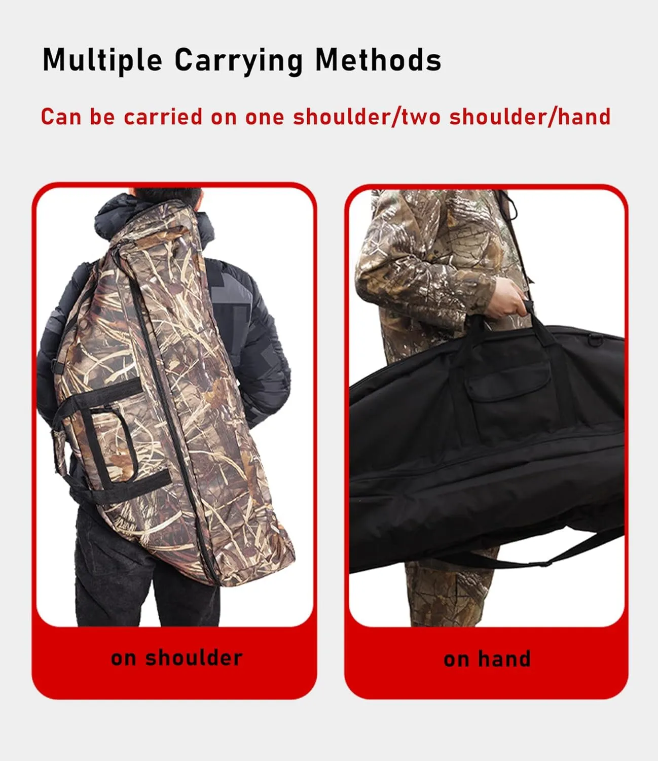 SOPOGER Lightweight Soft Compound Bow Case with Pockets, 600D Water-Resistant Archery Backpack Bow Bag for Hunting