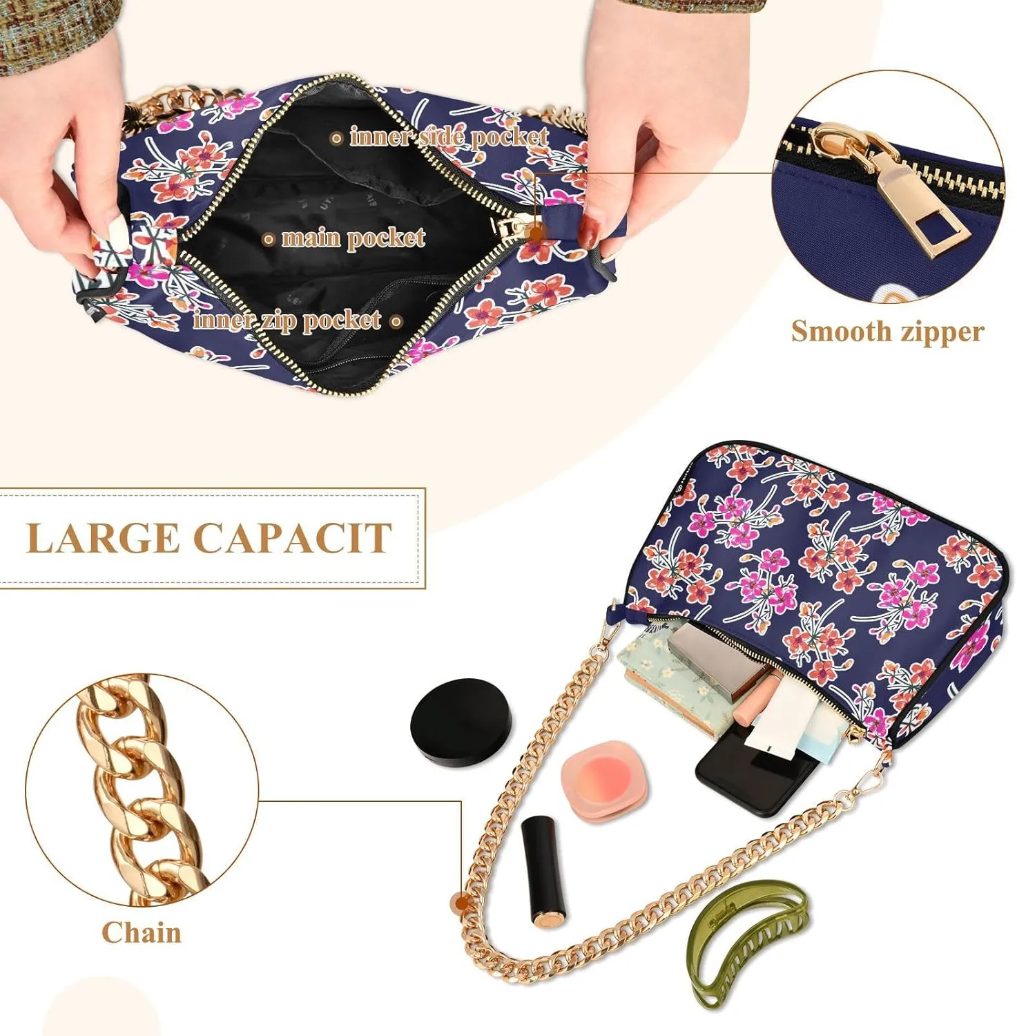 Spacious Handbag for Women Lightweight with Elegant Chain Strap for Daily Commuting