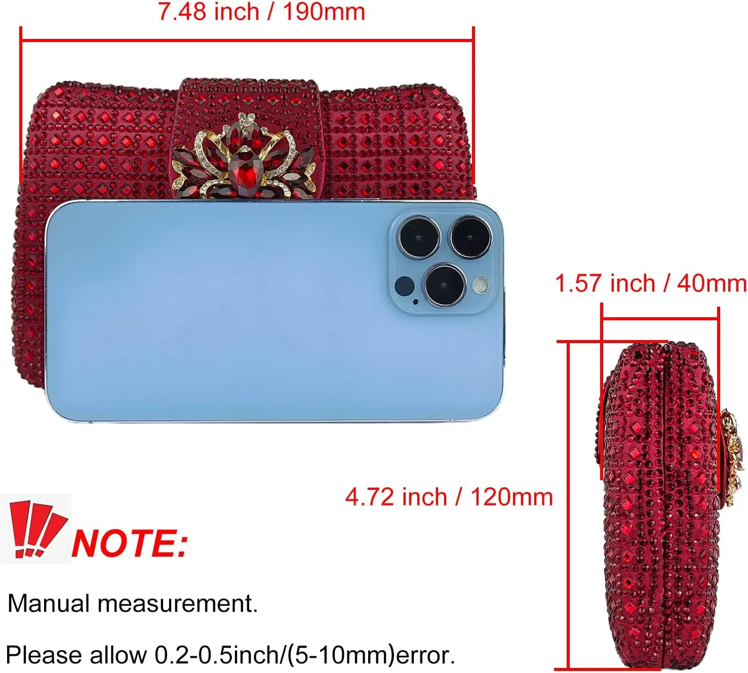 Sparkly Rhinestone Unique Evening Bag Women Floral Clutch Handbag Shoulder Bags