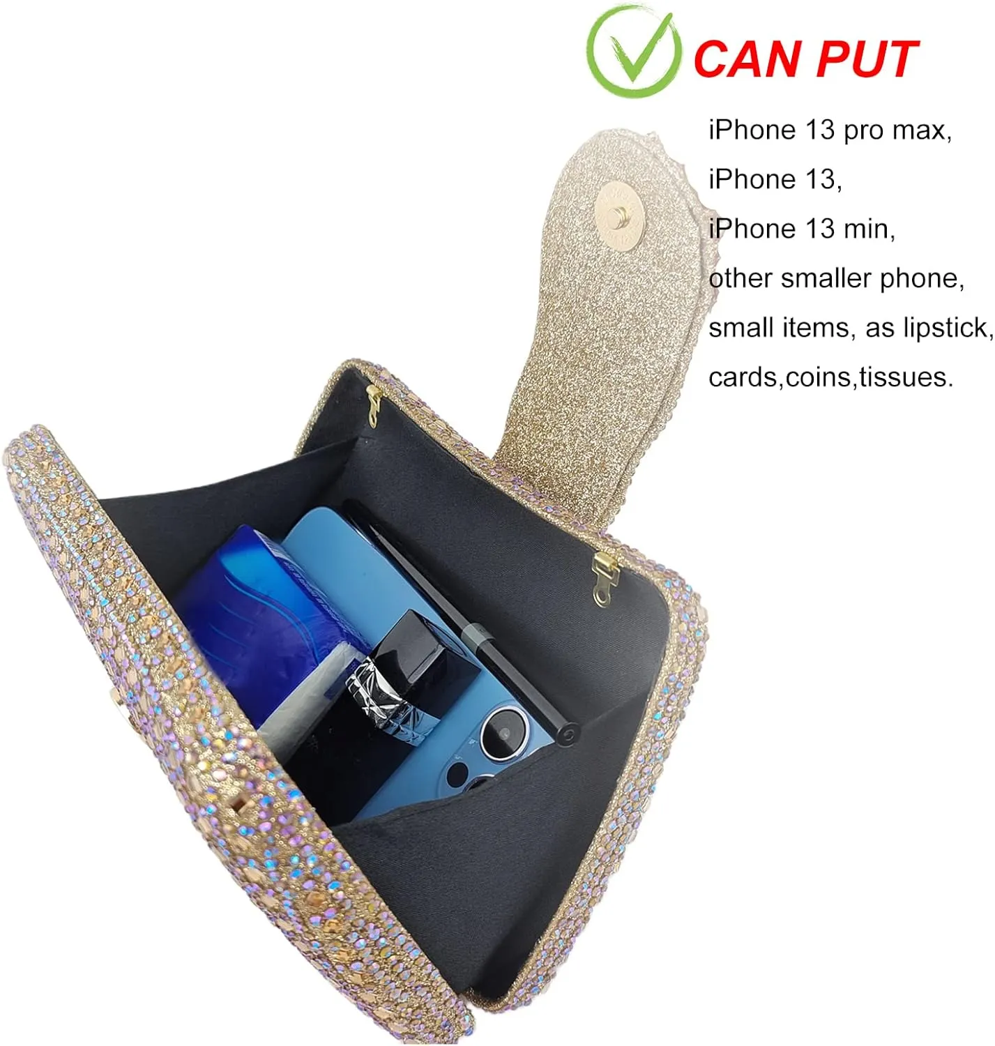Sparkly Rhinestone Unique Evening Bag Women Floral Clutch Handbag Shoulder Bags