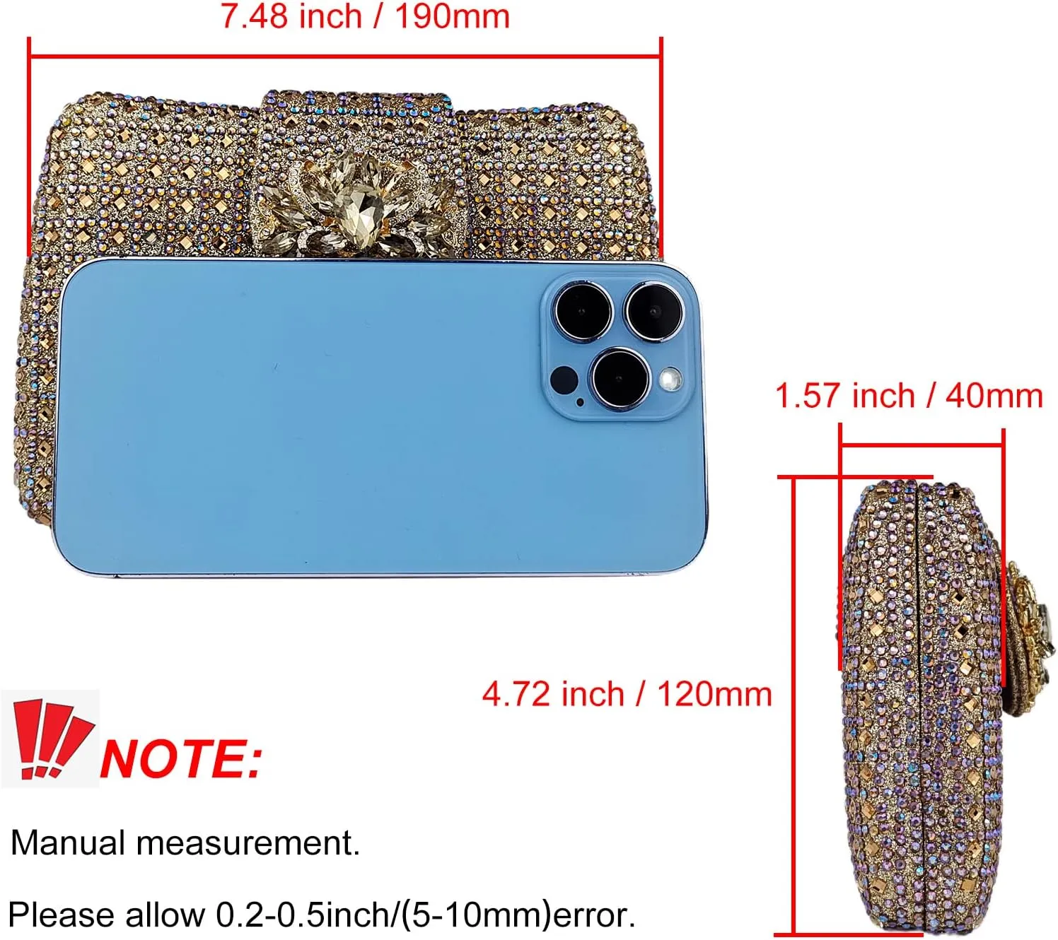 Sparkly Rhinestone Unique Evening Bag Women Floral Clutch Handbag Shoulder Bags