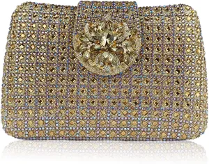 Sparkly Rhinestone Unique Evening Bag Women Floral Clutch Handbag Shoulder Bags