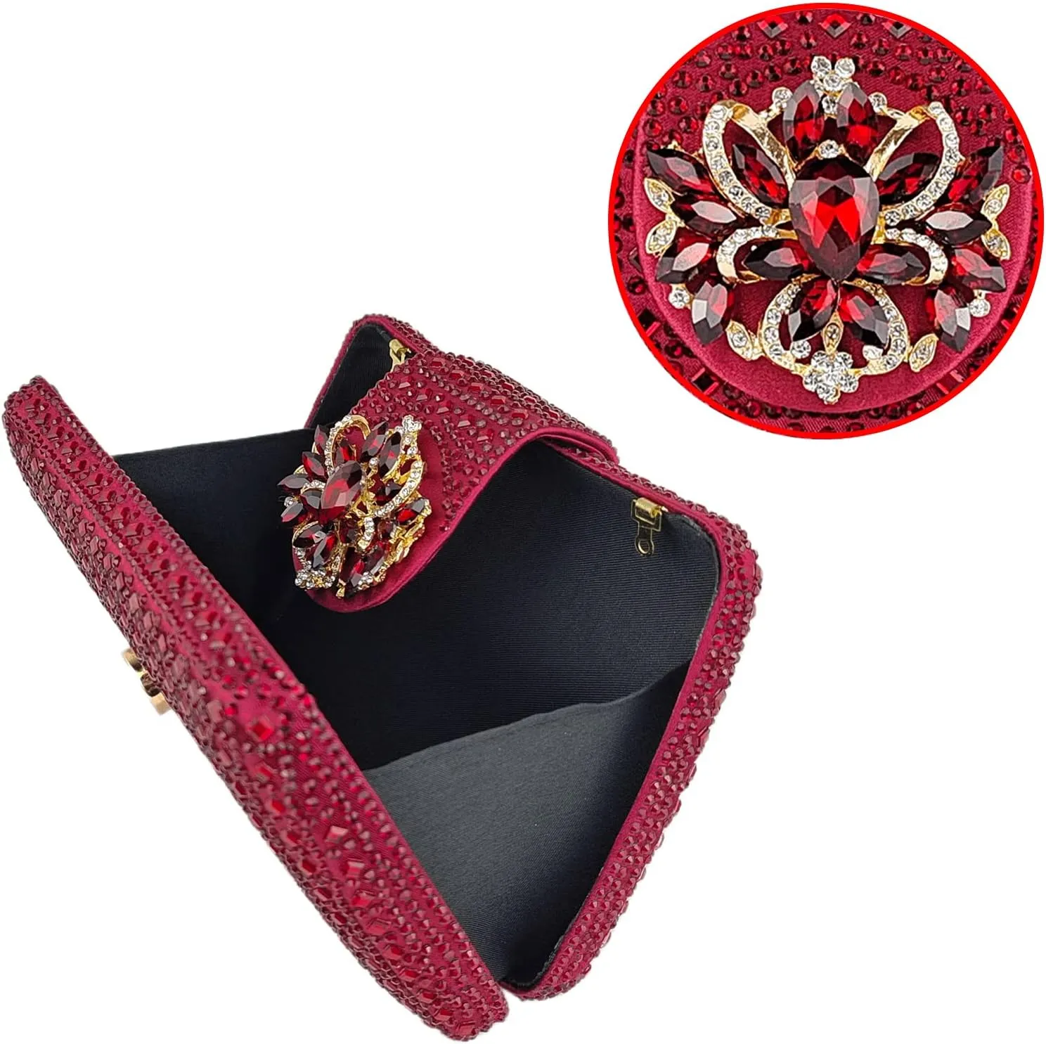 Sparkly Rhinestone Unique Evening Bag Women Floral Clutch Handbag Shoulder Bags