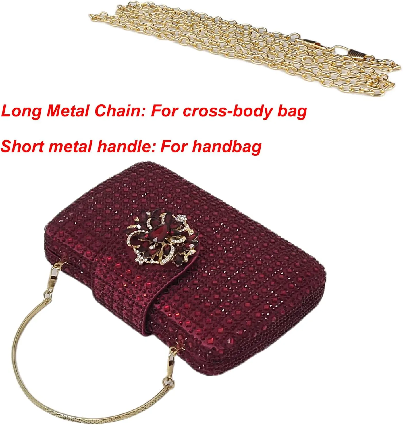 Sparkly Rhinestone Unique Evening Bag Women Floral Clutch Handbag Shoulder Bags