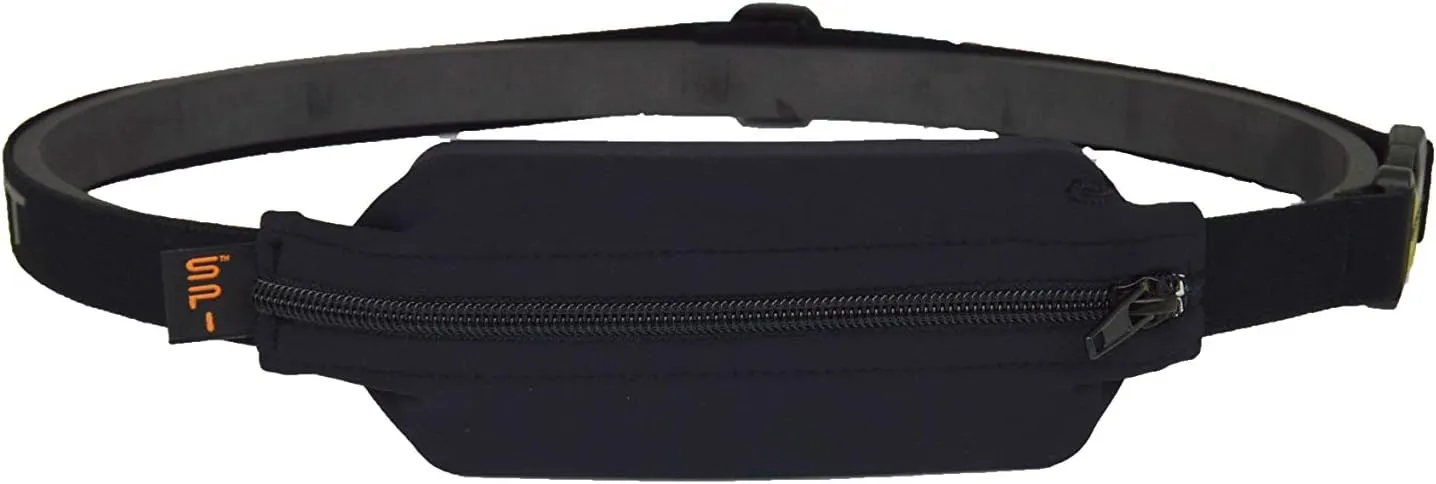 SPIbelt Diabetic Running Belt for Adults, Adjustable Waist, No Bounce, Expandable and Discreet Insulin Pump Pocket, No Logo Band, Black with Black Zipper
