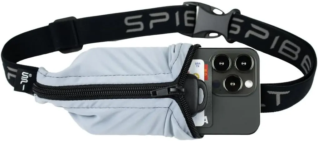 SPIbelt ECO Running Belt for Women Men, Phone Holder for Running, Running Fanny Pack, Running Waist Pack, Expandable, Adjustable. Made from Recycled Materials. Seafoam with Black Zipper