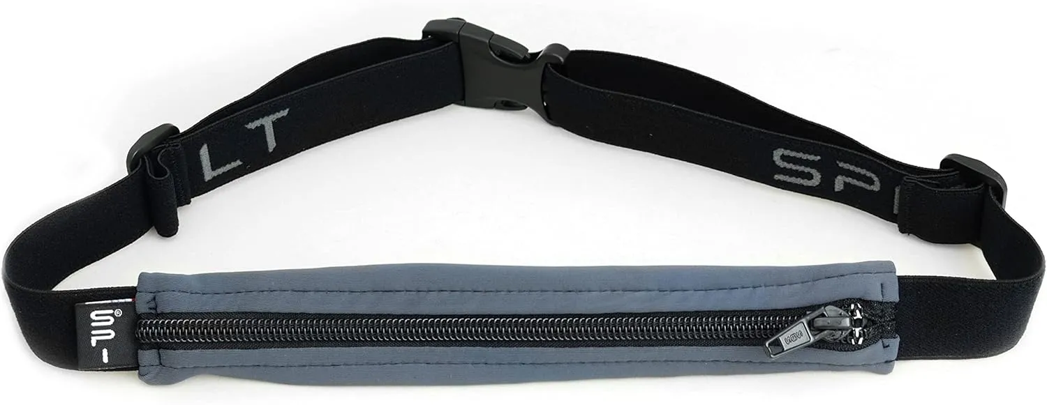 SPIbelt Original Pocket Running Belt for Women Men, Phone Holder for Running, Running Fanny Pack, Holder for Phone, Running Waist Pack, Expandable, Adjustable. Anthracite with Black Zipper