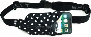 SPIbelt Original Pocket Running Belt for Women Men, Phone Holder for Running, Running Fanny Pack, Holder for Phone, Running Waist Pack, Expandable, Adjustable. Black White Polka Dot/Black Zipper