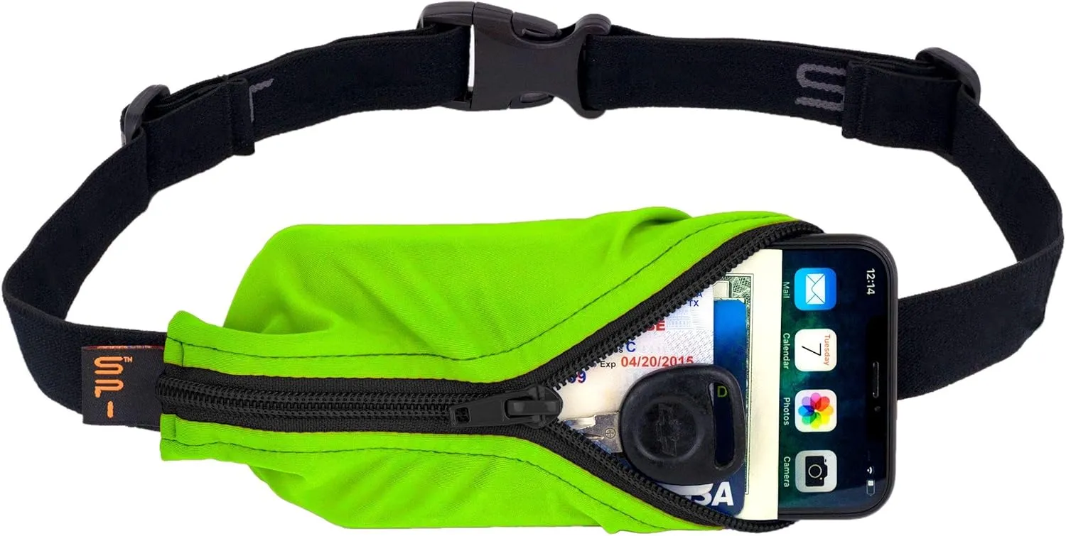 SPIbelt Running Belt Original Pocket, No-Bounce Waist Bag for Runners, Athletes Men and Women, fits Smartphones iPhone 6 7 8 X, Workout Fanny Pack, Expandable Sport Pouch, Adjustable Lime