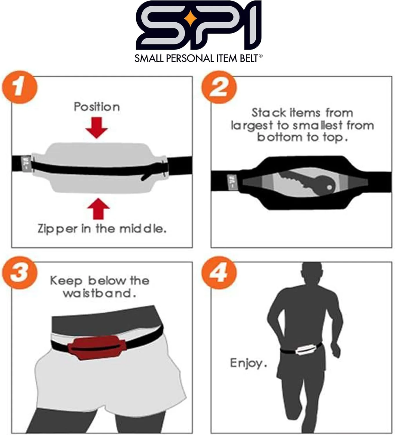 SPIbelt Women's Running Belt Phone Holder Expandable Pocket Adjustable Waist, One Size