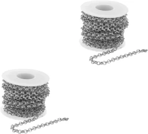 STOBOK 2 Rolls Aluminum Chain Necklace Pendant Bag Chain Ornament Neck Pendant Hanging Chain Metal Clay Bracelet Findings Craft Necklace Link Chain Earring Shoulder Bags Jewelry, Silverx2pcs