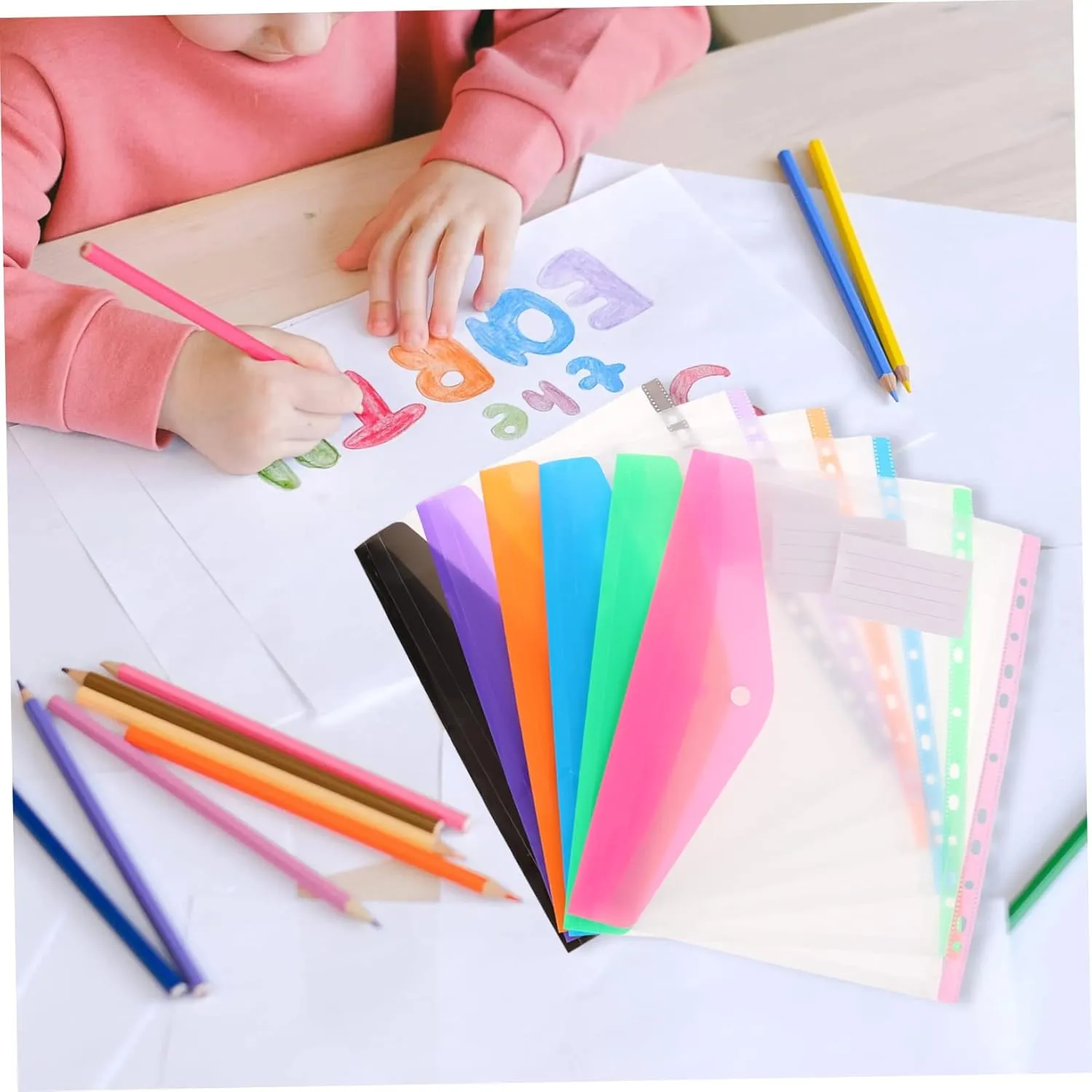 STOBOK 36 Pcs File Binder Plastic File Envelope Clear Binder File Binder Envelope Folders Binder for File Envelopes Pockets Snap Button Pouch Test Bag Student Pp Ring