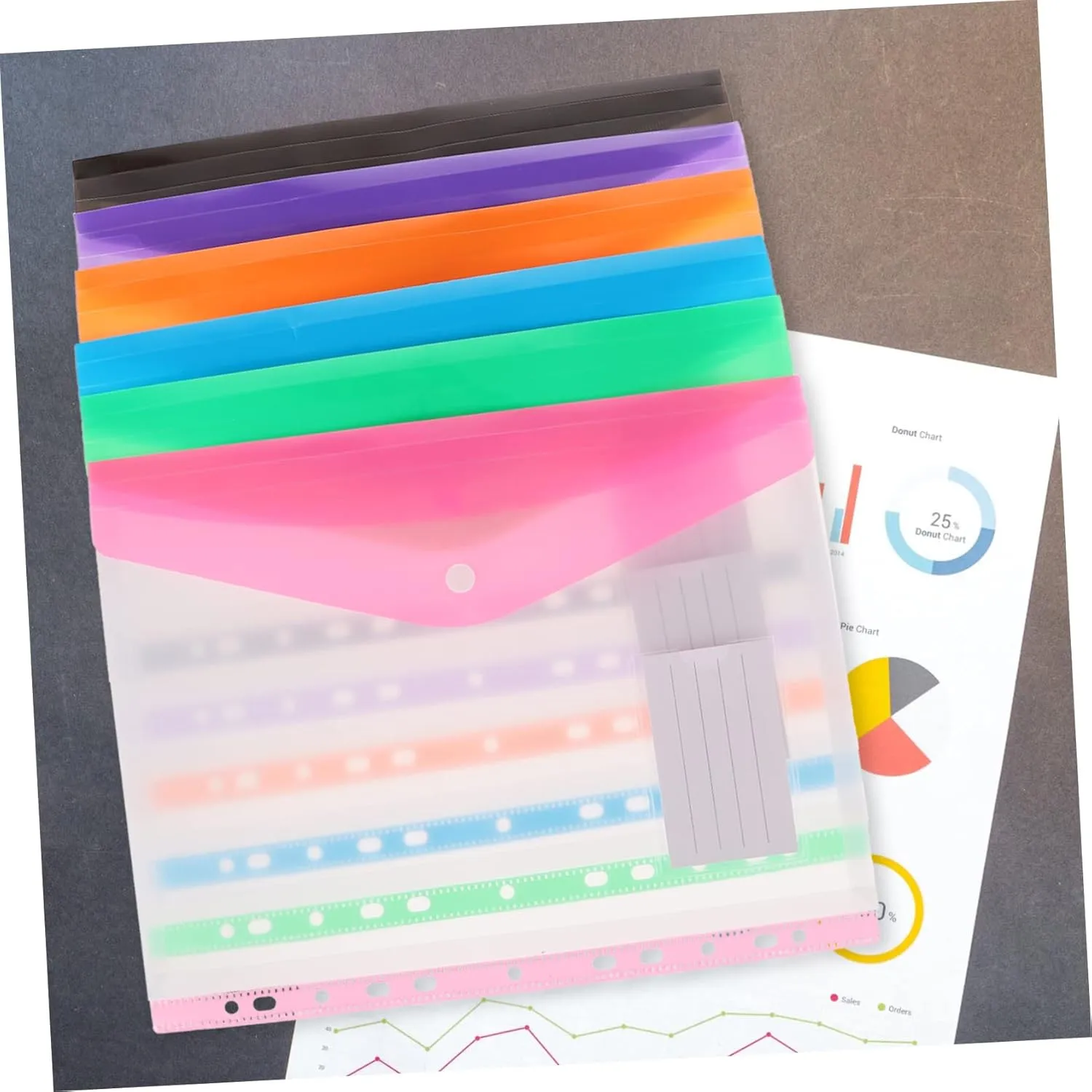 STOBOK 36 Pcs File Binder Plastic File Envelope Clear Binder File Binder Envelope Folders Binder for File Envelopes Pockets Snap Button Pouch Test Bag Student Pp Ring