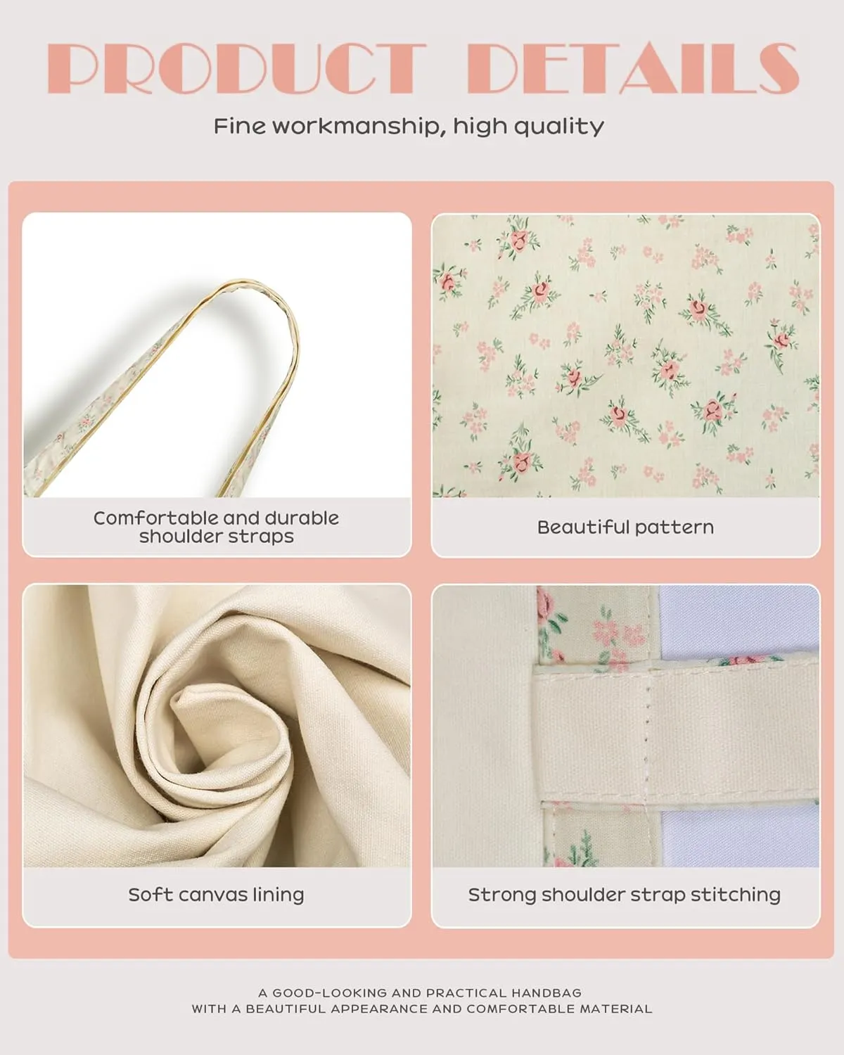STUOYE Canvas Tote Bag for Women Cute Cotton Tote Bags Floral Travel Beach Bag Reusable Grocery Bags Cloth Shoulder Handbags