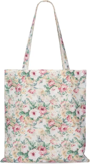 STUOYE Canvas Tote Bag for Women Cute Cotton Tote Bags Floral Travel Beach Bag Reusable Grocery Bags Cloth Shoulder Handbags