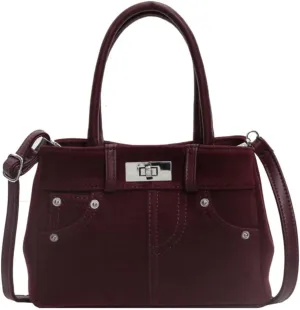 Suede Shoulder Bag for Women Retro Suede Tote Bag Handbag Underarm Bag with Detachable Strap