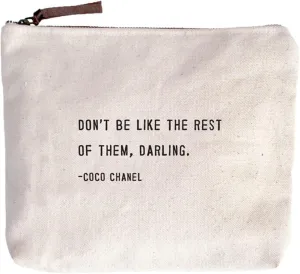 Sugarboo & Co. Coco Chanel (Don’t Be Like The Rest Of Them) Canvas Zip Bag, Makeup Bag For Women, Multi Purpose Toiletry Bag, Pencil Case Organizer