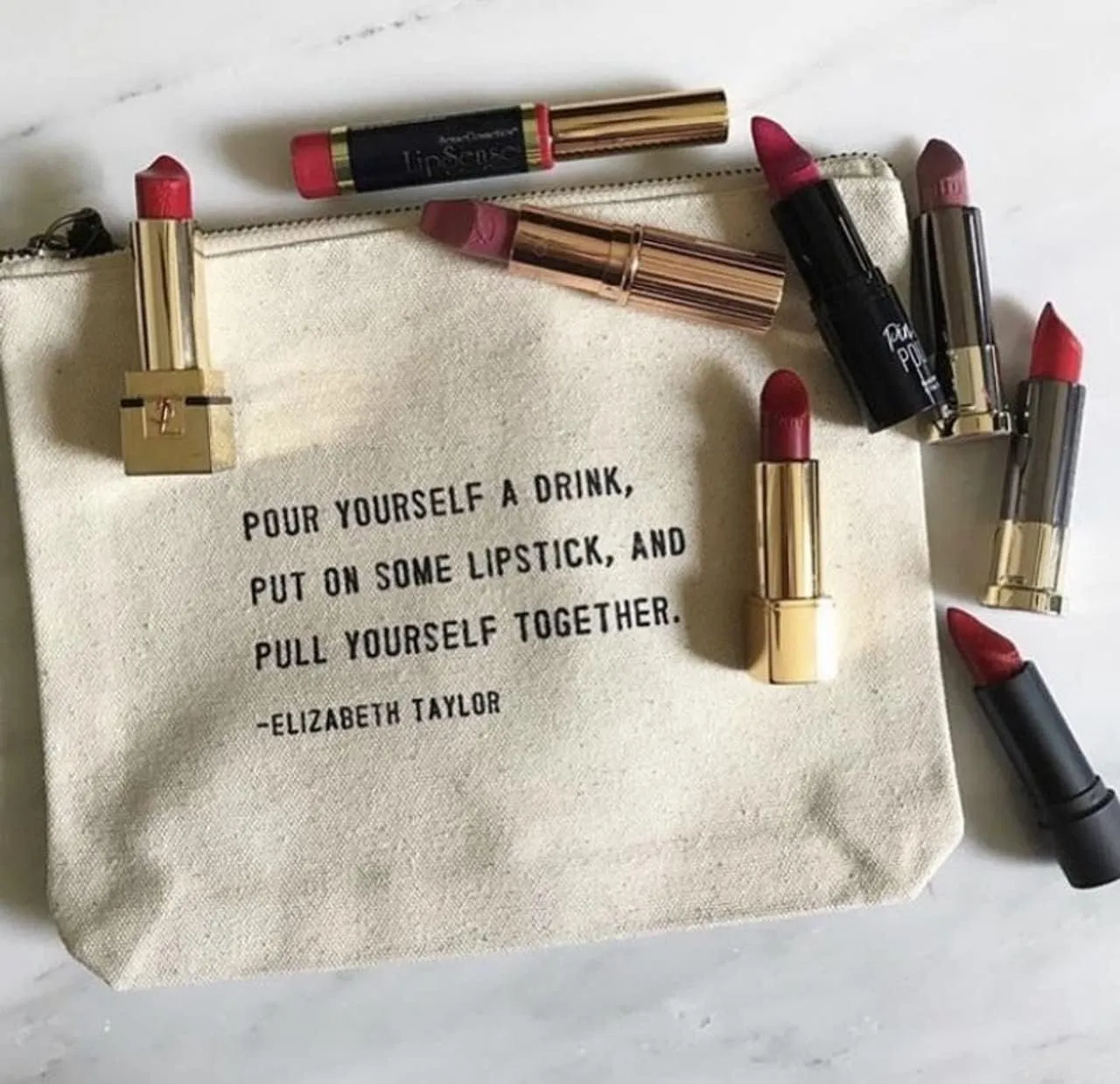 Sugarboo & Co. Coco Chanel (Don’t Be Like The Rest Of Them) Canvas Zip Bag, Makeup Bag For Women, Multi Purpose Toiletry Bag, Pencil Case Organizer