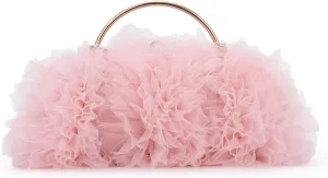SUKUTU Women Lace Evening Handbag Floral Clutches Purse with Detachable Chain for Wedding Prom Party