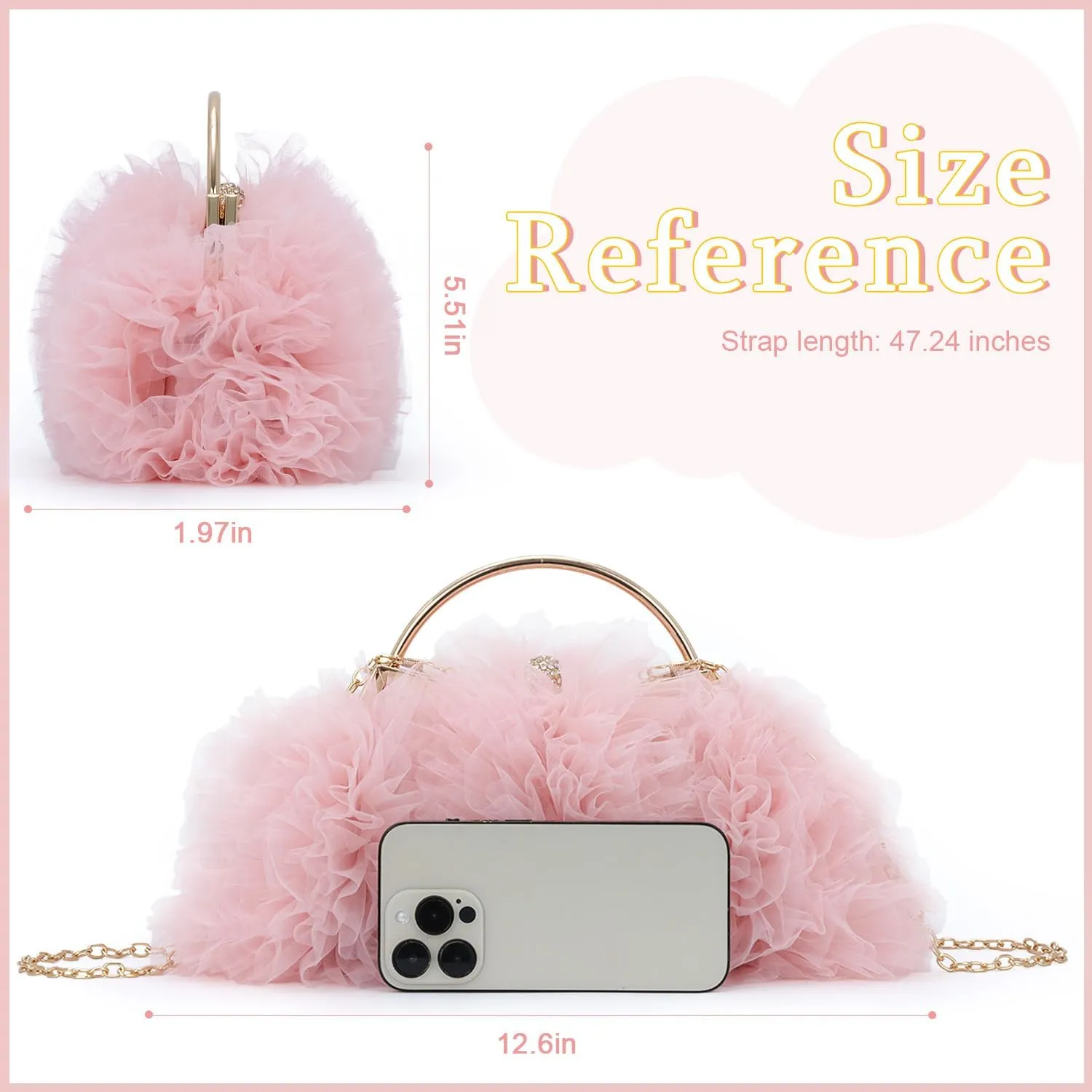 SUKUTU Women Lace Evening Handbag Floral Clutches Purse with Detachable Chain for Wedding Prom Party