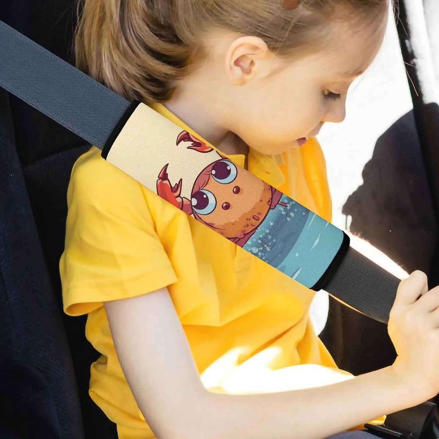 Summer Cartoon Crab Auto Seat Belt Cover 2PCS Universal Car Seat Belt Shoulder Protector Pad, Protect Your Shoulders and Neck for Car Seat Belt, Shoulder Bag, Backpack
