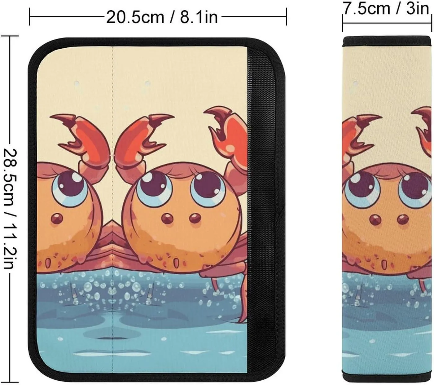 Summer Cartoon Crab Auto Seat Belt Cover 2PCS Universal Car Seat Belt Shoulder Protector Pad, Protect Your Shoulders and Neck for Car Seat Belt, Shoulder Bag, Backpack