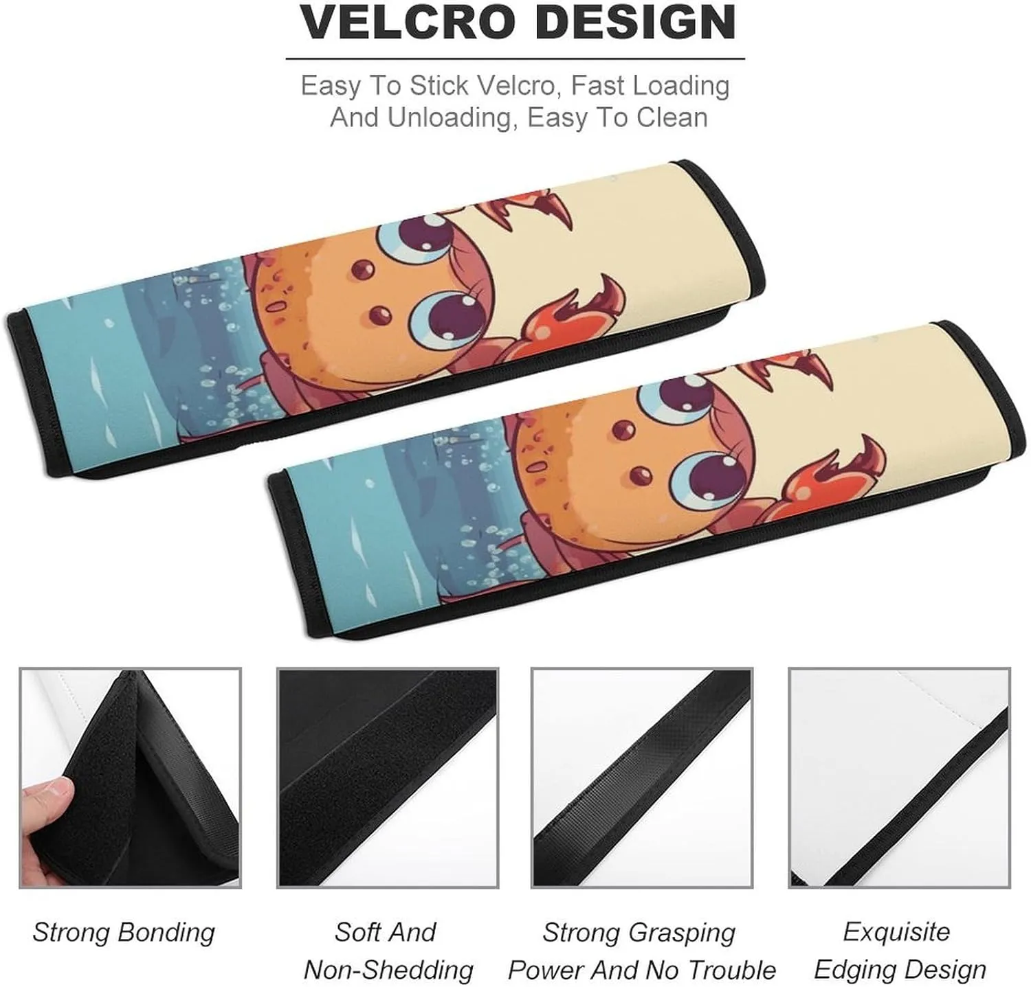 Summer Cartoon Crab Auto Seat Belt Cover 2PCS Universal Car Seat Belt Shoulder Protector Pad, Protect Your Shoulders and Neck for Car Seat Belt, Shoulder Bag, Backpack